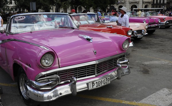 Vieilles voitures américaines des années 50 dans le quartier d'Habana Vieja